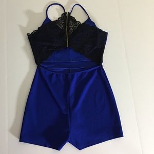 Beautiful Blue Romper with Lace Back